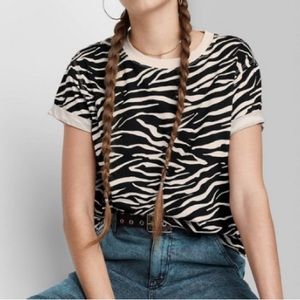 New Women's Short Sleeve Roll Cuff Boxy T-Shirt - Wild Fable